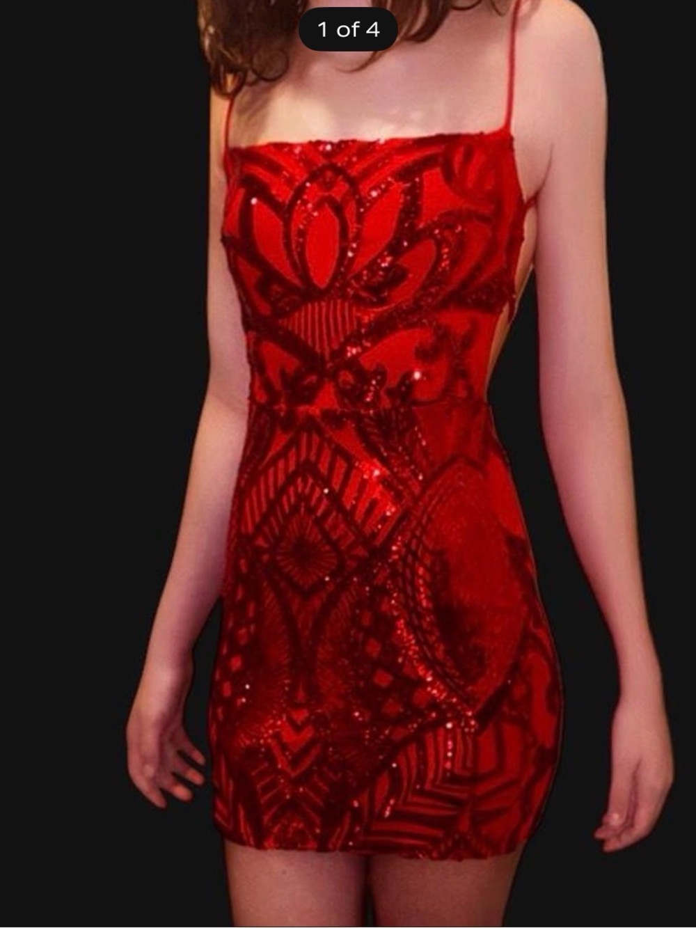 Lucy in the Sky Red Sequin Mini Dress with Spaghetti Straps *$60 DEAL*